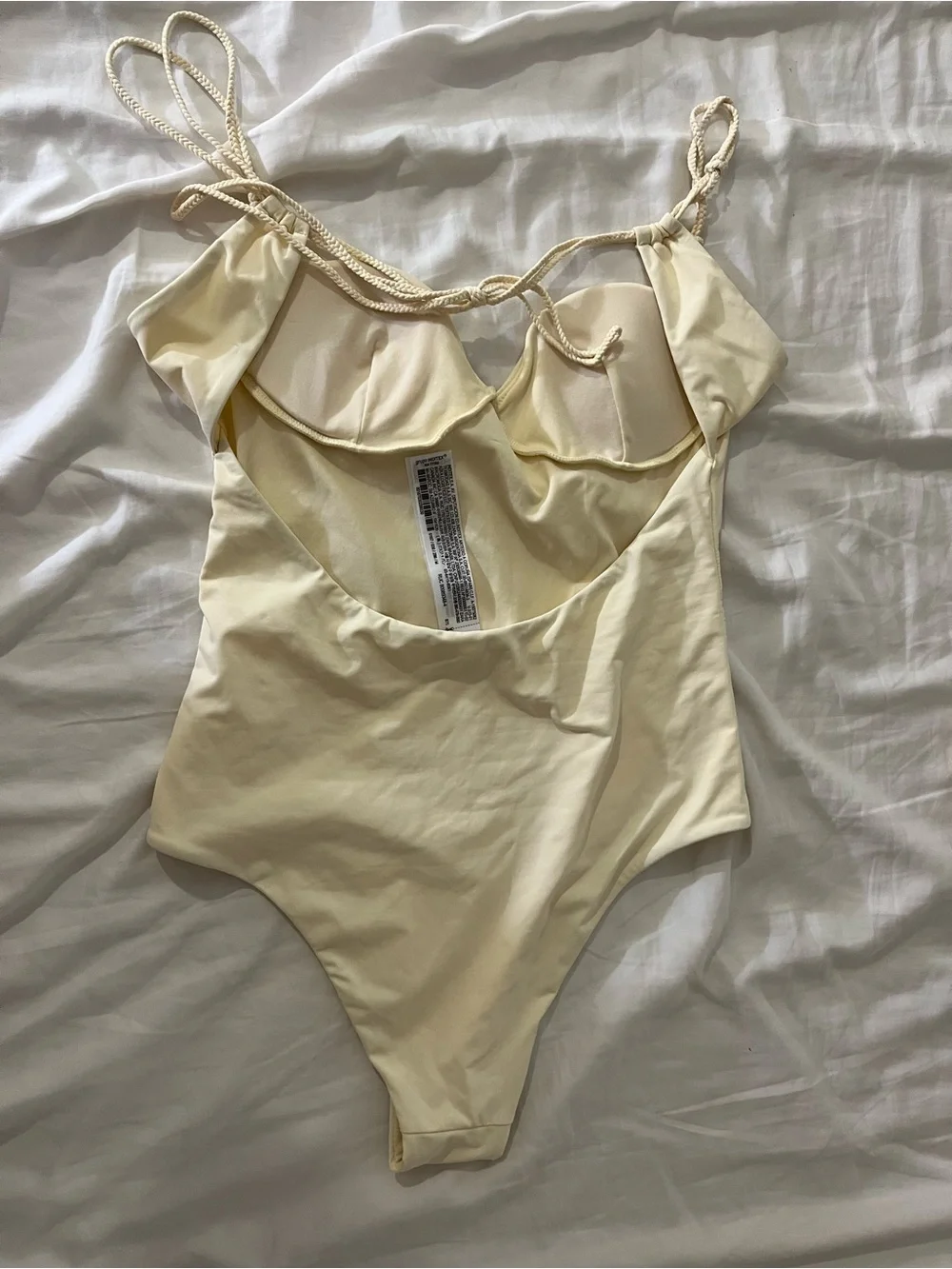 Zara Cream Strappy One-Piece Swimsuit